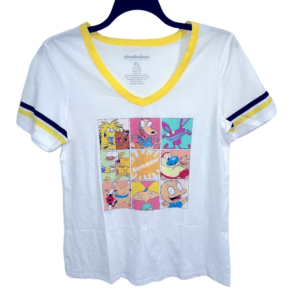 Nickelodeon 90s Vintage Cartoon T-shirt White Size XL HYBRID Apparel Juniors